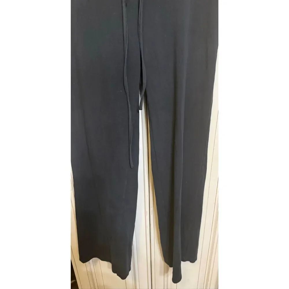 SKIMS Women's High Rise Cotton Jersey Wide Leg Pants Black Size Small - Picture 3 of 11